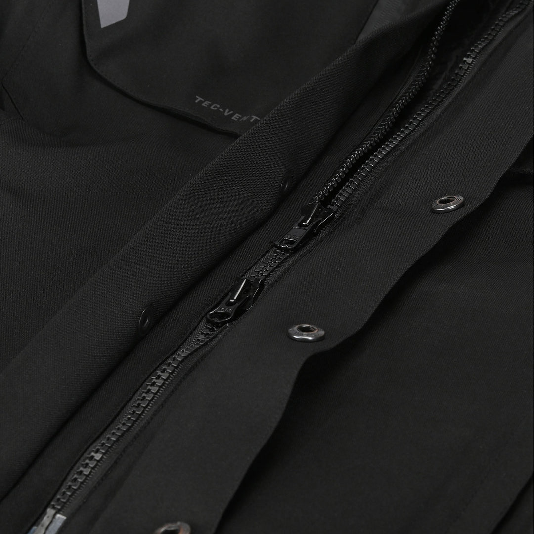 Tourmaster Women's Discovery Jacket Black/Black - Close-Up of Double-Ended Front Zipper