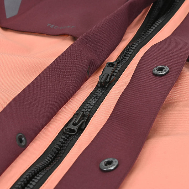 Tourmaster Women's Discovery Jacket Raisin/Canyon Sunset - Close-Up of Double-Ended Front Zipper