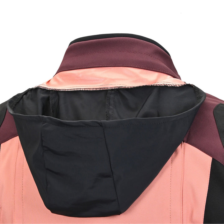 Tourmaster Women's Discovery Jacket Raisin/Canyon Sunset - Close-Up Rear View of Hood