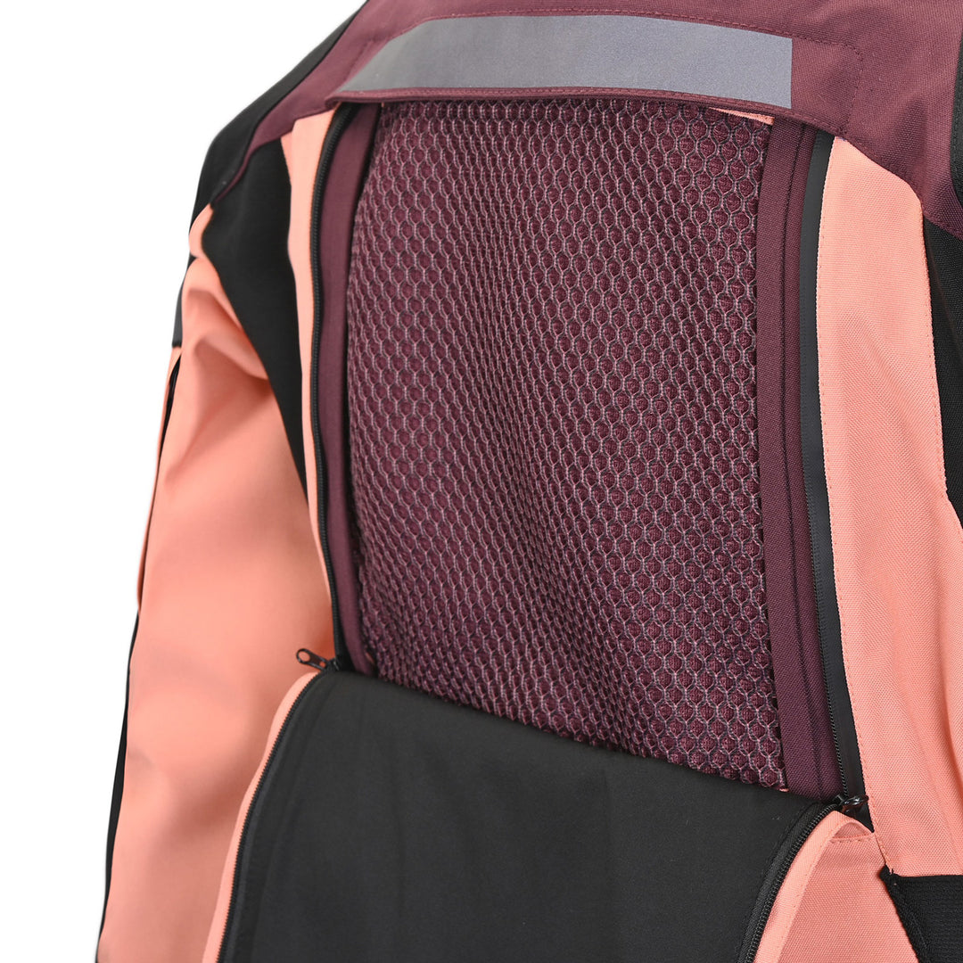 Tourmaster Women's Discovery Jacket Raisin/Canyon Sunset - Close-Up of Back Vent with Flap Opened