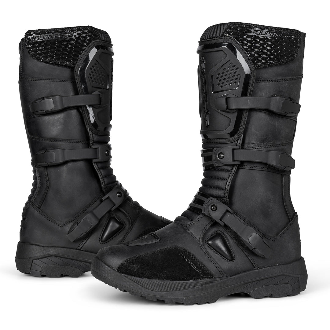 Tourmaster Highlander ADV Boots Black - Side View of Pair Facing Each Other
