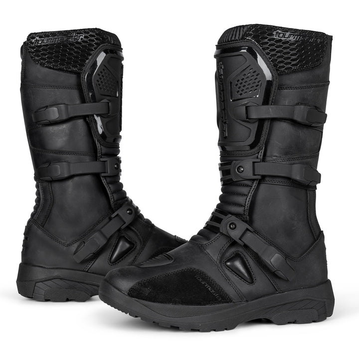 Tourmaster Highlander ADV Boots Black - Side View of Pair Facing Each Other