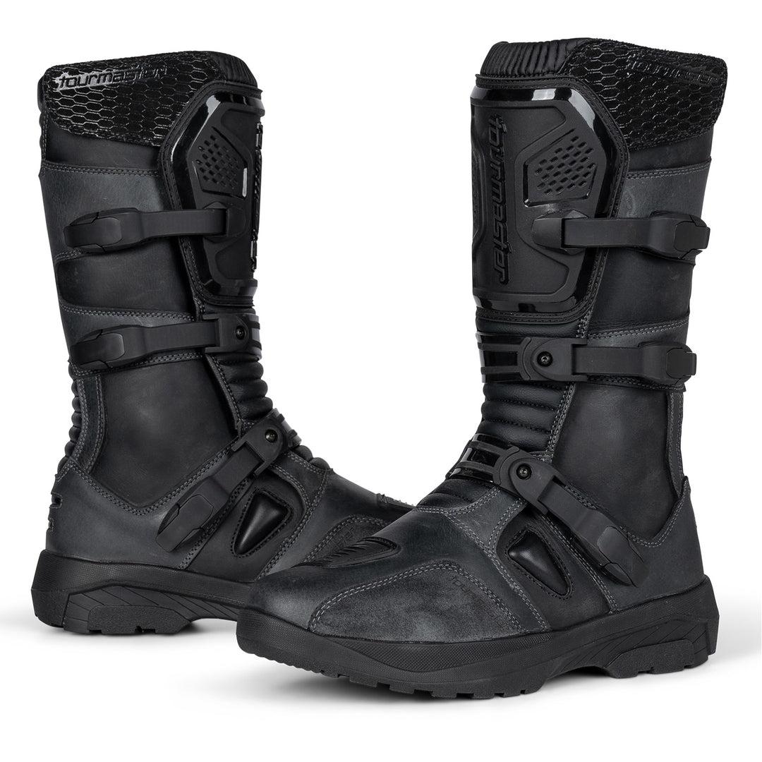 Tourmaster Highlander ADV Boots Grey/Black - Side View of Pair
