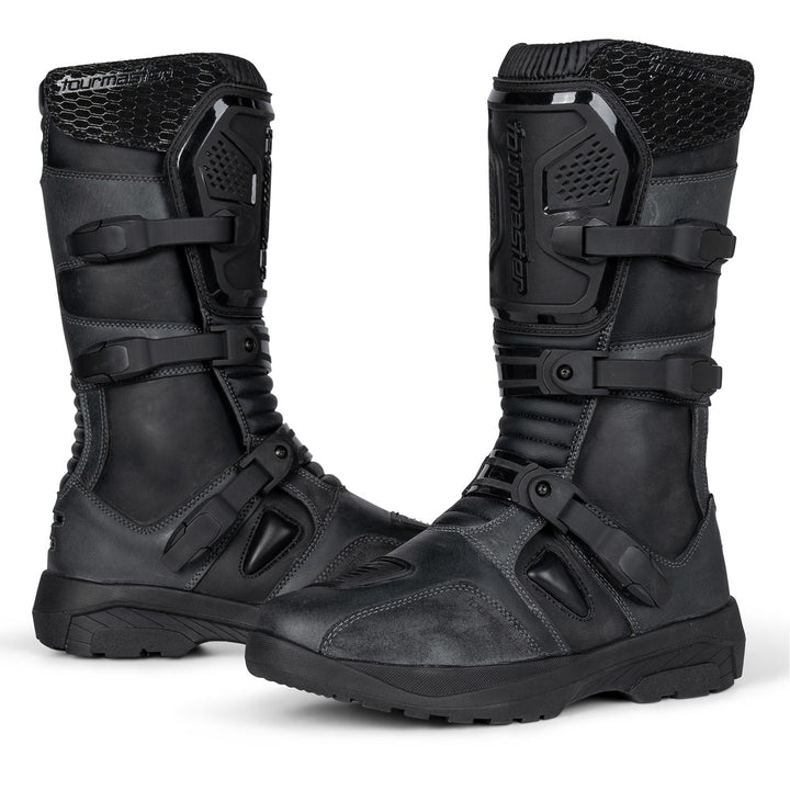 Tourmaster Highlander ADV Boots Grey/Black - Side View of Pair