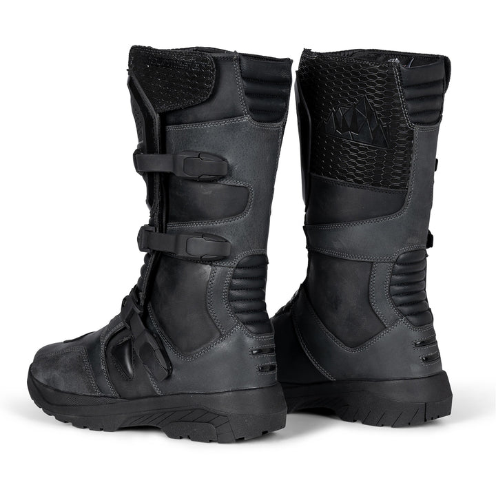 Tourmaster Highlander ADV Boots Grey/Black - Rear Side View of Pair