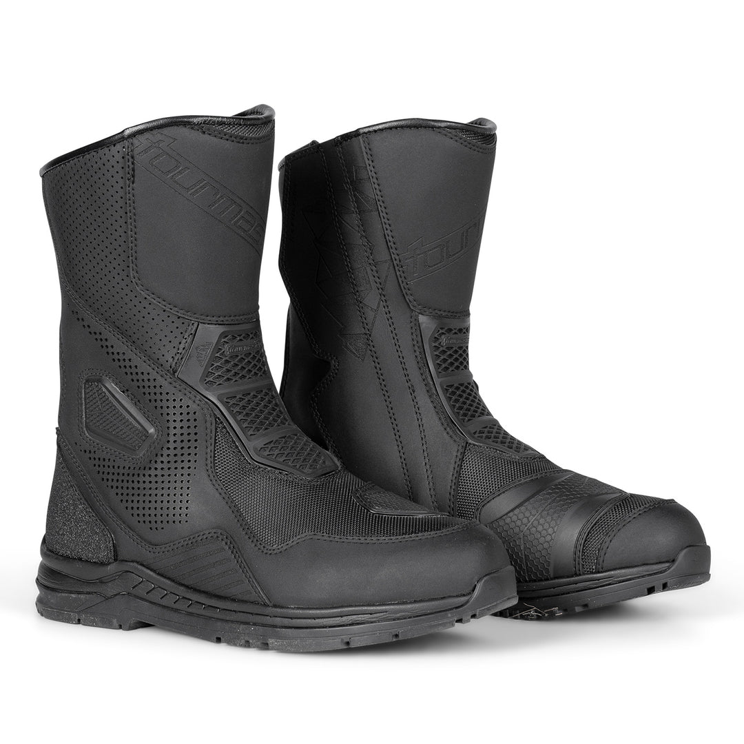Tourmaster Helix Vented Touring Boots Black - Front Side View of Pair