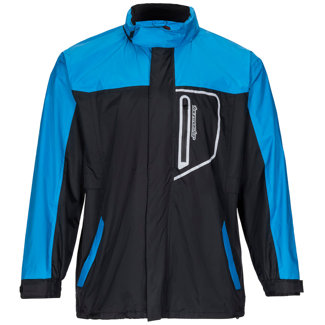 Tourmaster Defender Two-Piece Rainsuit Blue - Front View of Jacket