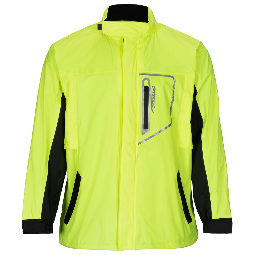 Tourmaster Defender Two-Piece Rainsuit Hi-Viz - Front View of Jacket