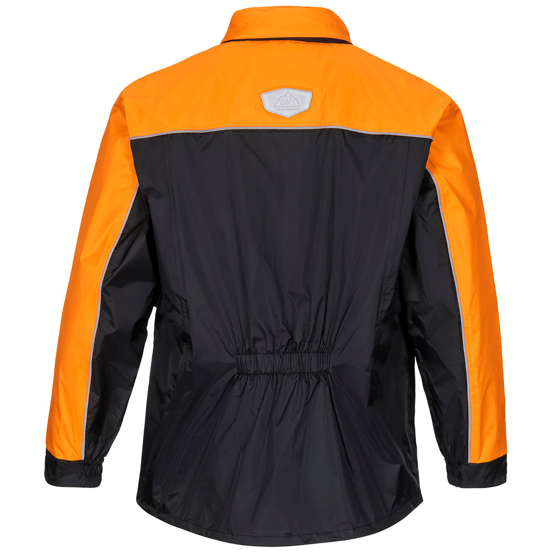 Tourmaster Defender Two-Piece Rainsuit Orange - Rear View of Jacket