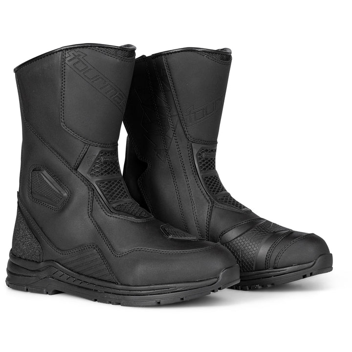 Tourmaster Helix Waterproof Touring Boots Black - Front Side View of Pair