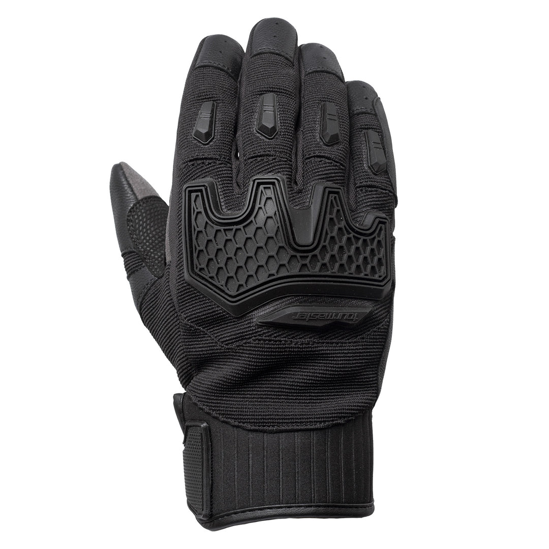 Tourmaster Overlander Adventure Gloves Black/Black - Back of Hand Vertical View