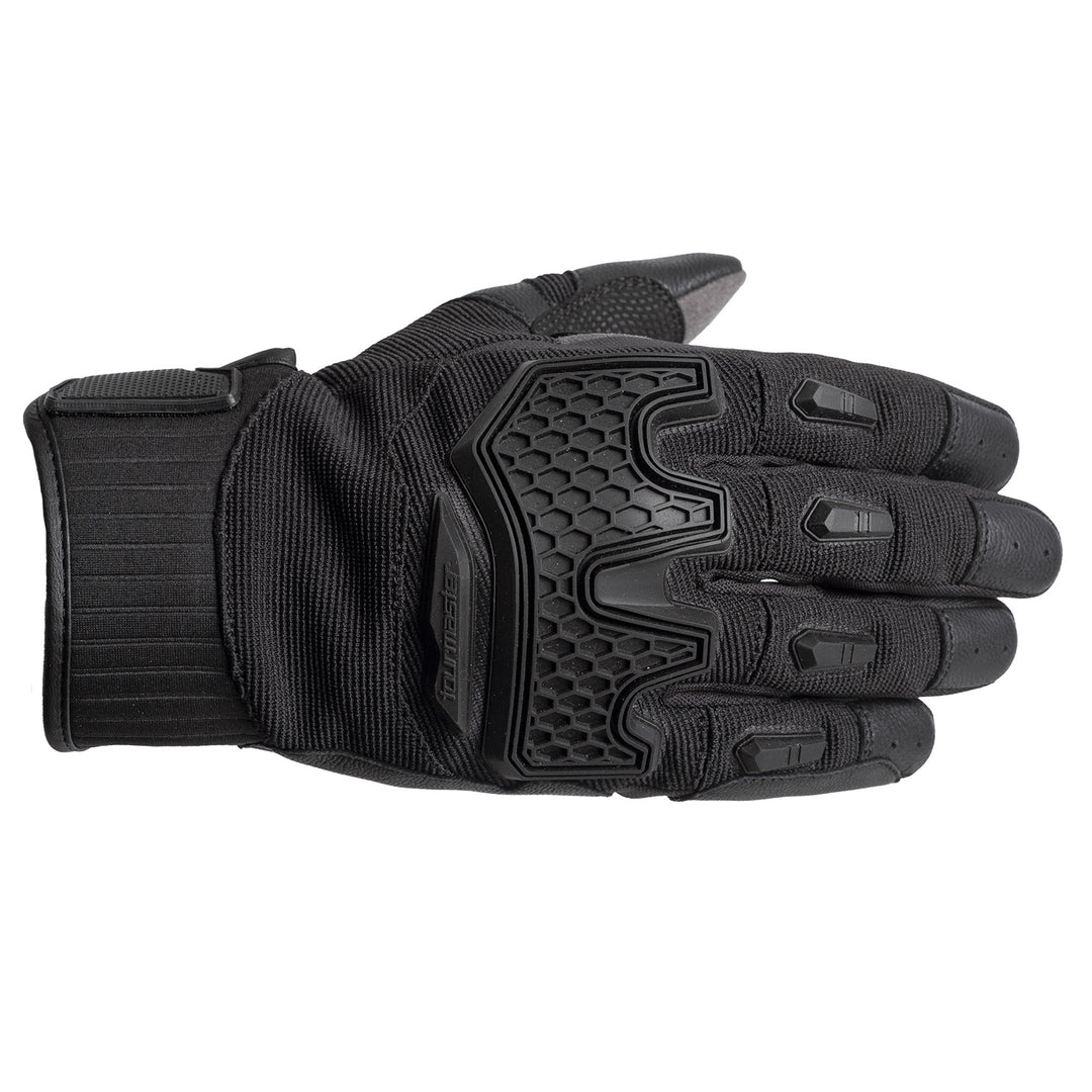 Tourmaster Overlander Adventure Gloves Black/Black - Back of Hand Horizontal View