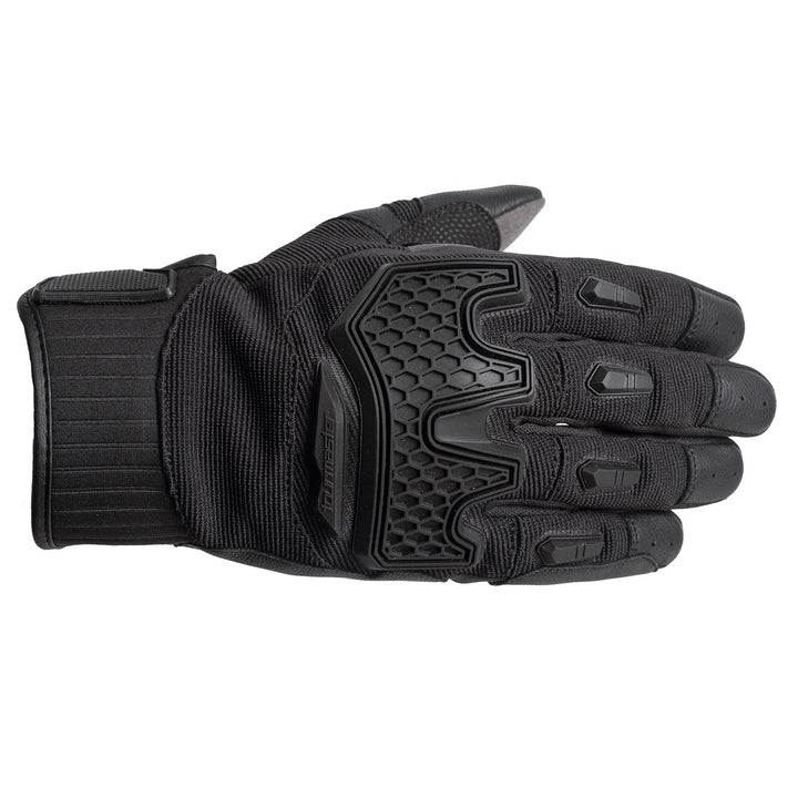 Tourmaster Overlander Adventure Gloves Black/Black - Back of Hand Horizontal View