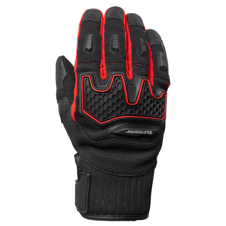 Tourmaster Overlander Adventure Gloves Black/Grey/Red - Back of Hand Vertical View