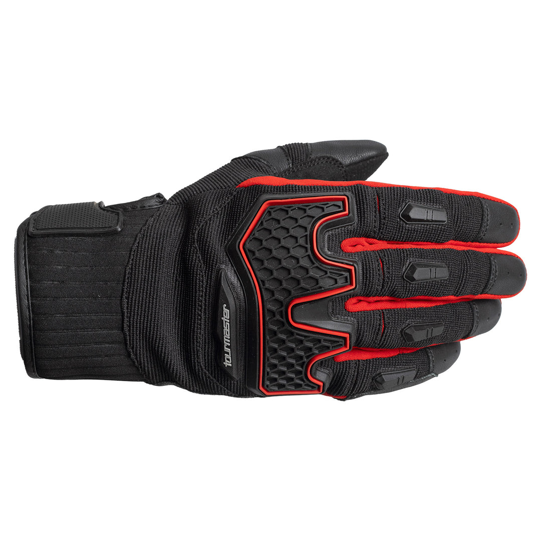 Tourmaster Overlander Adventure Gloves Black/Grey/Red - Back of Hand Horizontal View