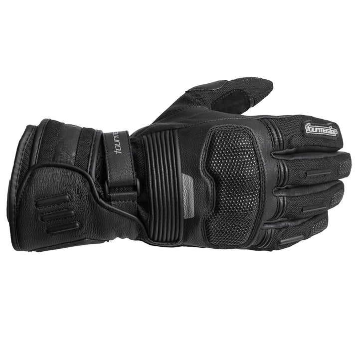 Tourmaster Super-Tour Waterproof Adventure Gloves Black - Back of Hand Horizontal View