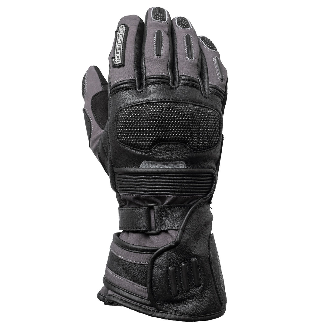 Tourmaster Super-Tour Waterproof Adventure Gloves Black/Dark Grey - Back of Hand Vertical View
