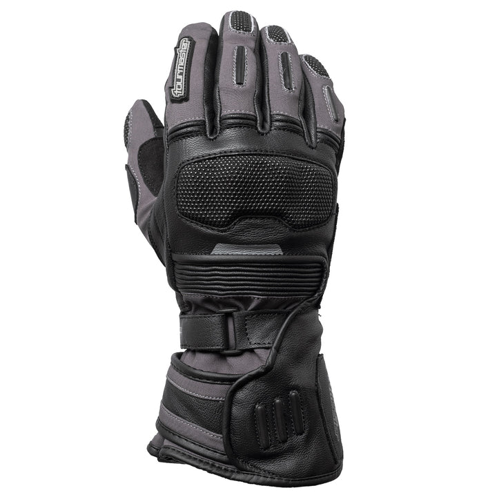 Tourmaster Super-Tour Waterproof Adventure Gloves Black/Dark Grey - Back of Hand Vertical View