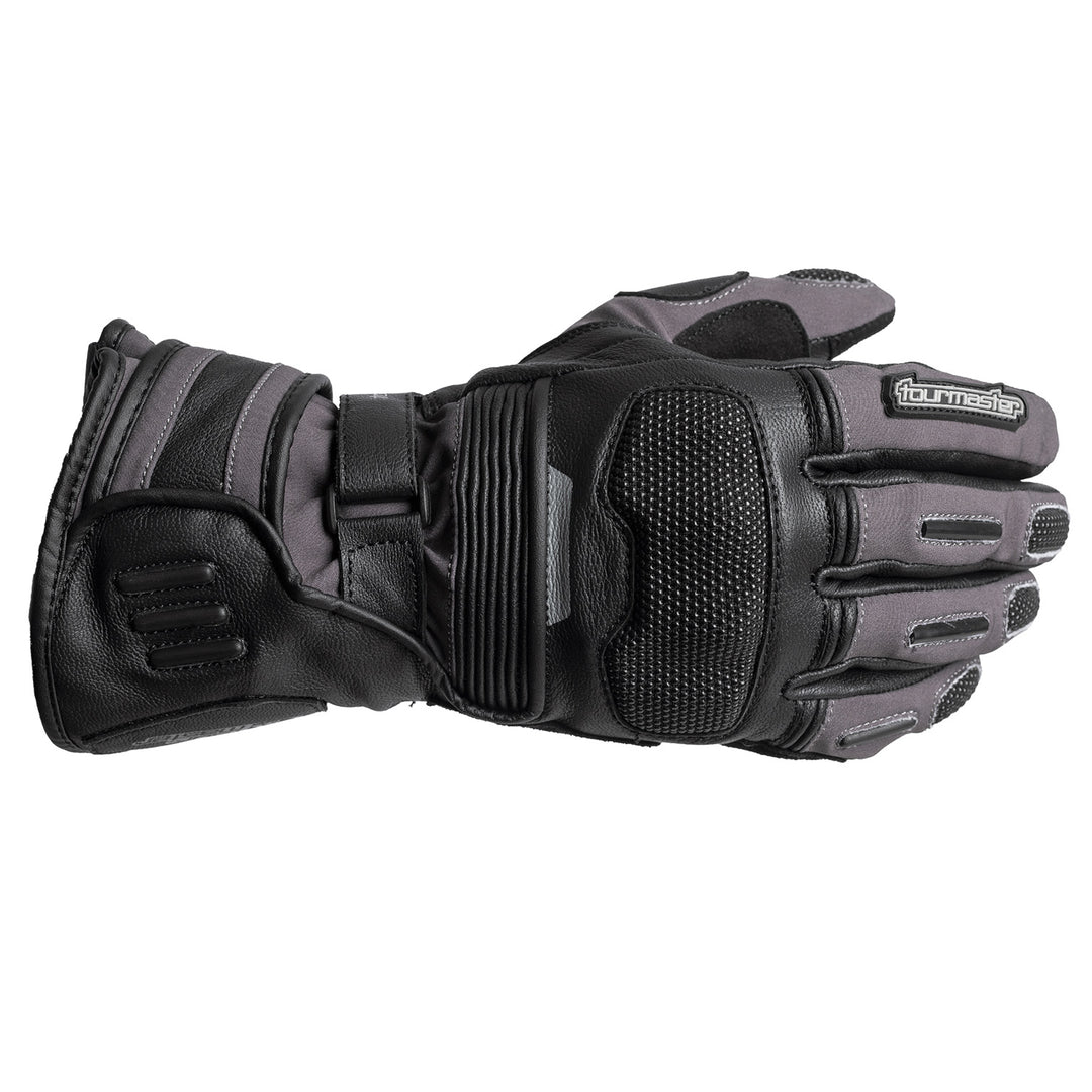 Tourmaster Super-Tour Waterproof Adventure Gloves Black/Dark Grey - Back of Hand Horizontal View