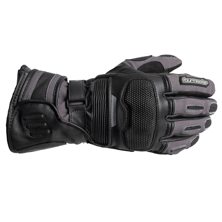 Tourmaster Super-Tour Waterproof Adventure Gloves Black/Dark Grey - Back of Hand Horizontal View