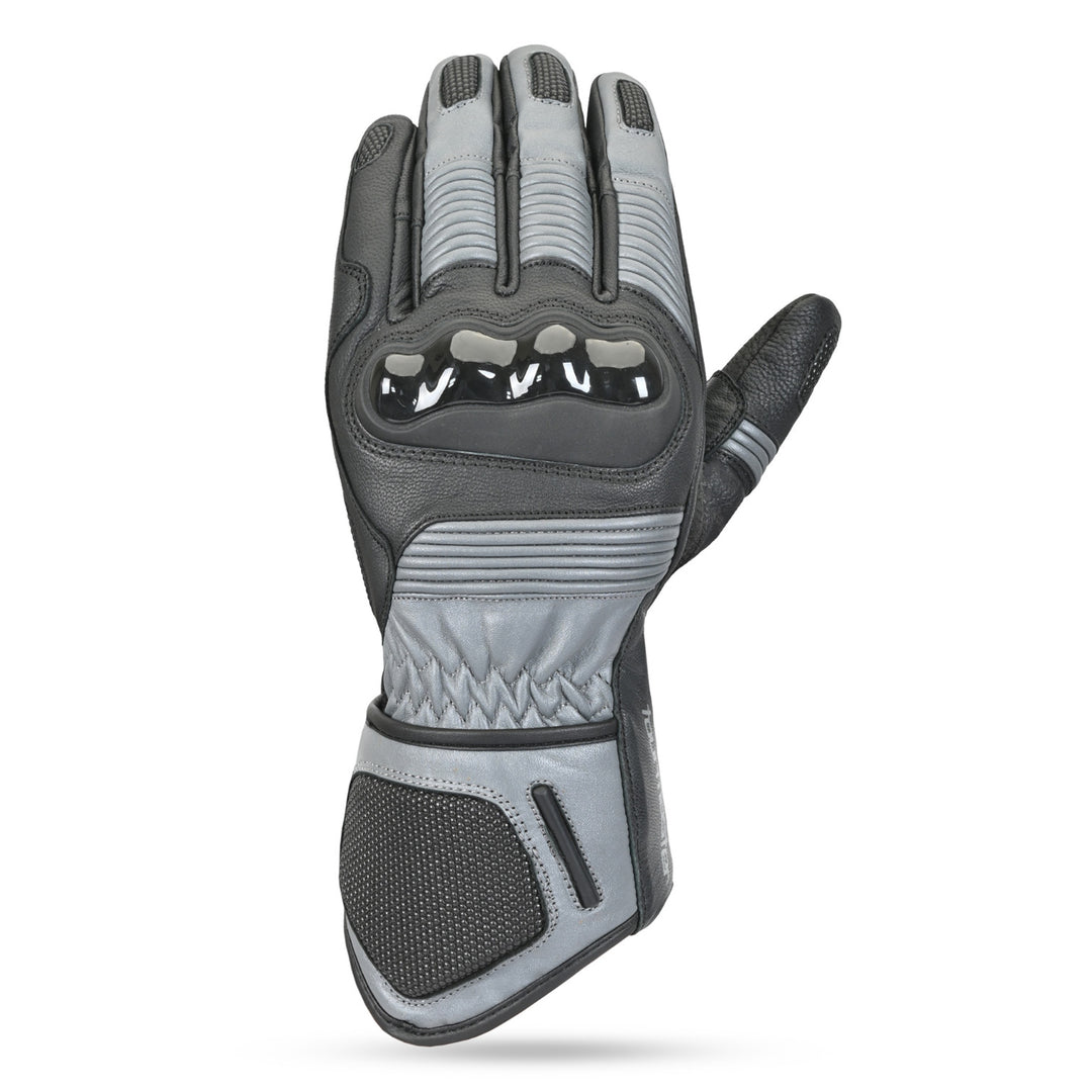 Tourmaster Super Warm Waterproof Gloves Black/Grey - Back of Hand Vertical View
