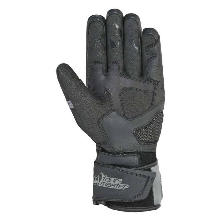 Tourmaster Super Warm Waterproof Gloves Black/Grey - Palm View of Left Hand