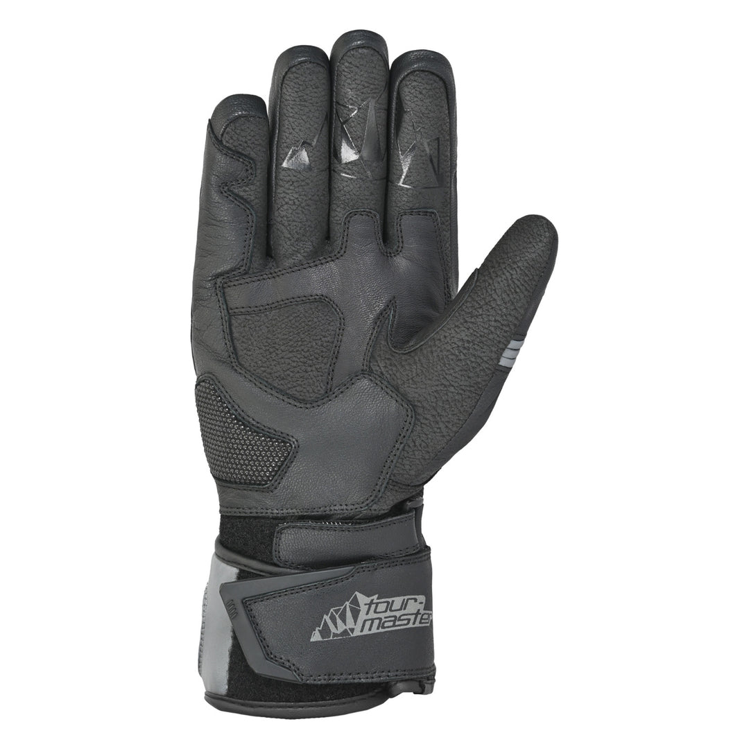Tourmaster Super Warm Waterproof Gloves Black/Grey - Palm View of Right Hand
