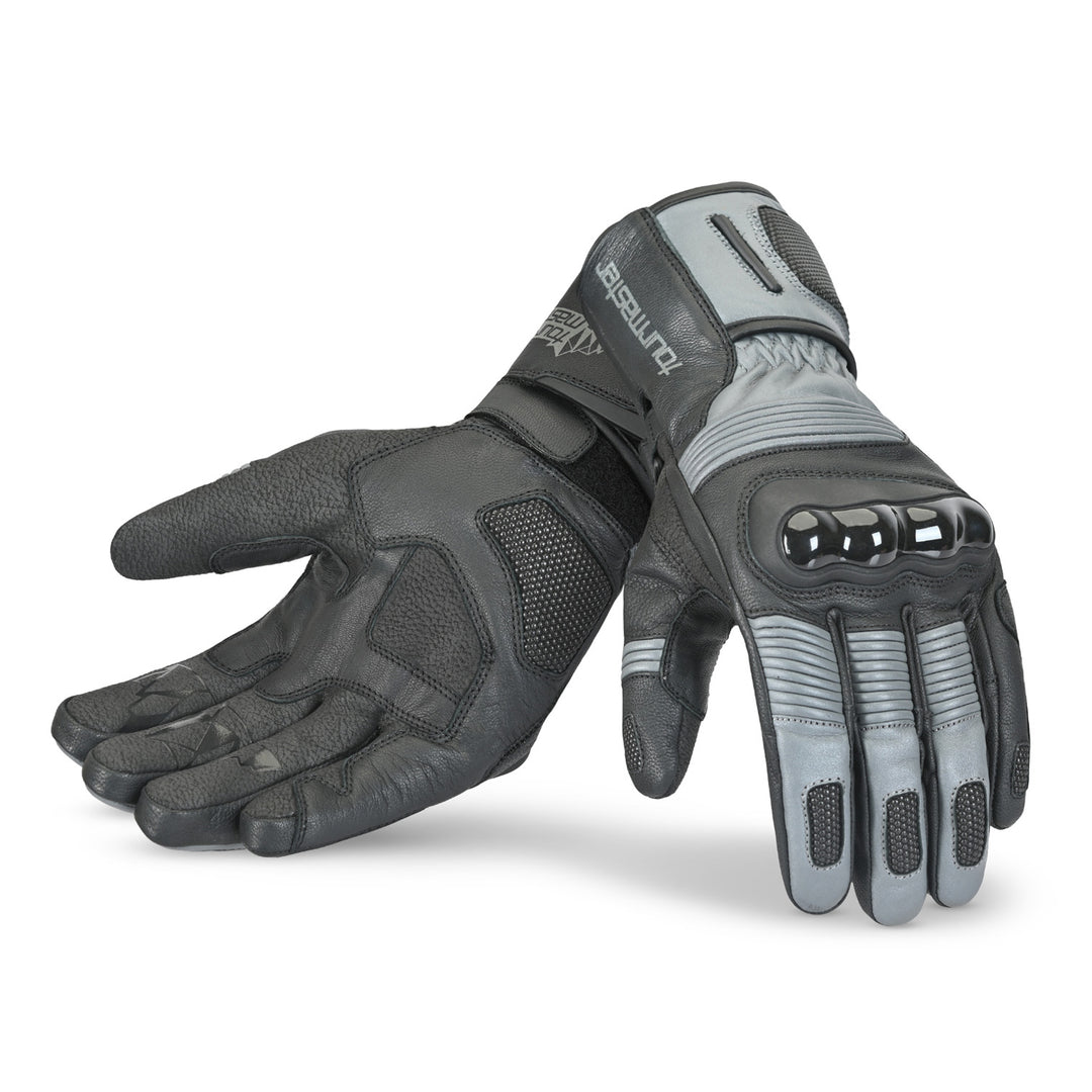 Tourmaster Super Warm Waterproof Gloves Black/Grey - Back of Hand and Palm Views of Pair