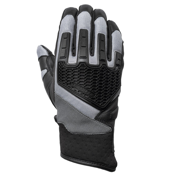 Tourmaster Switchback Adventure Gloves Light Grey/Black - Back of Hand Vertical View