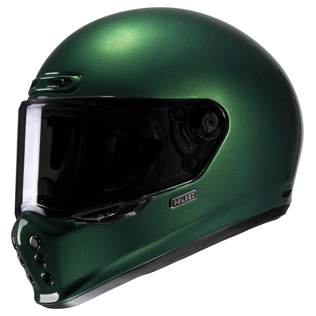HJC V10 Solid Helmet Deep Green - Front Side View