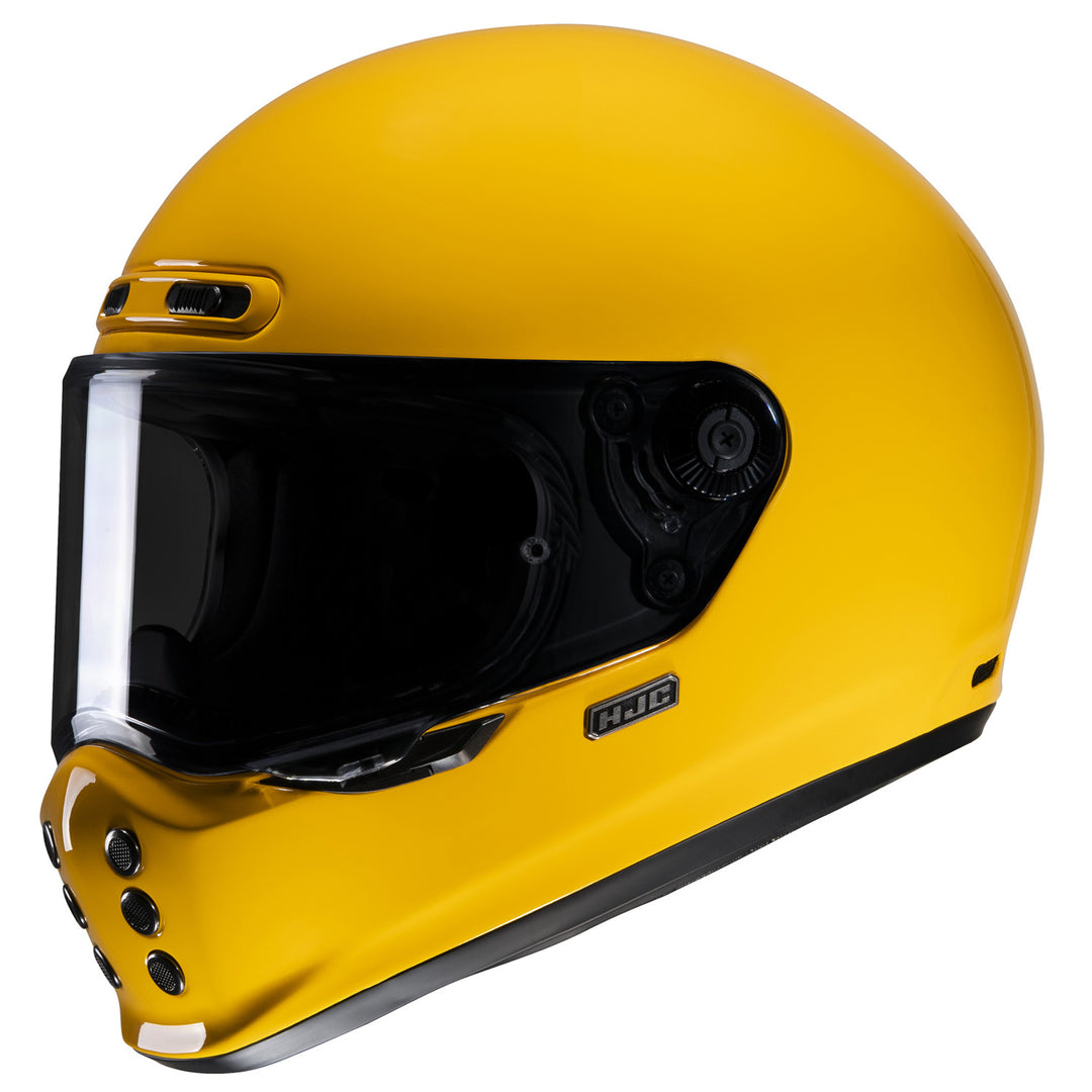 HJC V10 Solid Helmet Deep Yellow - Front Side View