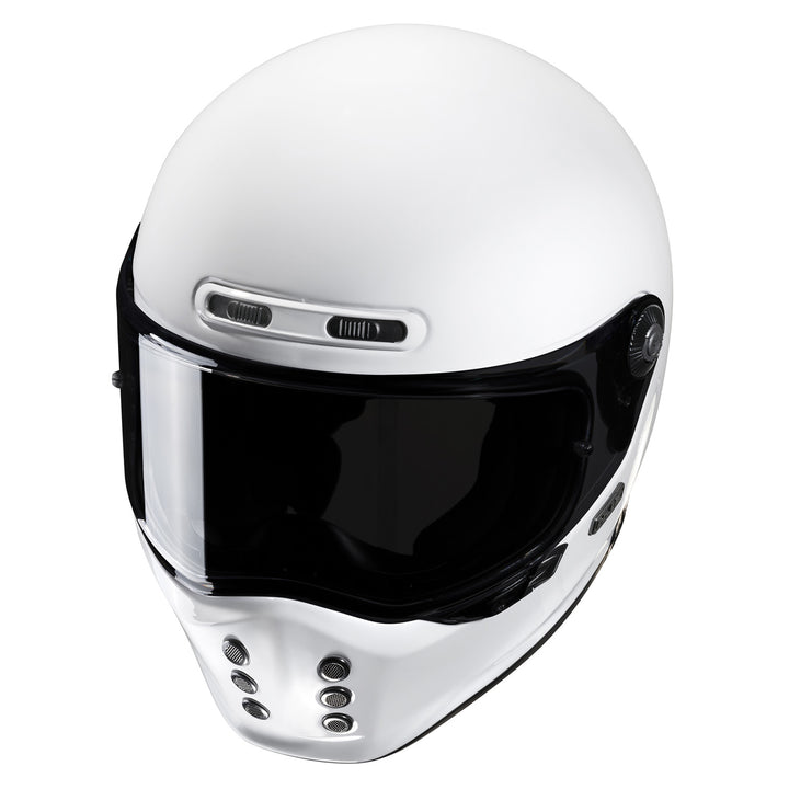 HJC V10 Solid Helmet White - Top Left Side View