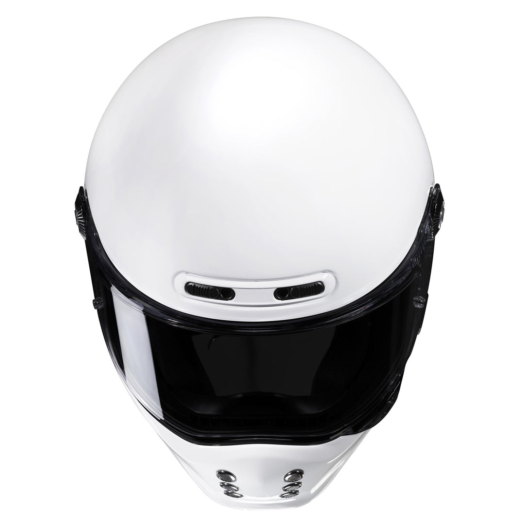 HJC V10 Solid Helmet White - Top Front View