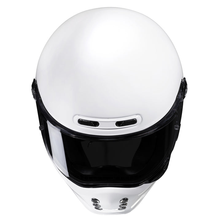 HJC V10 Solid Helmet White - Top Front View