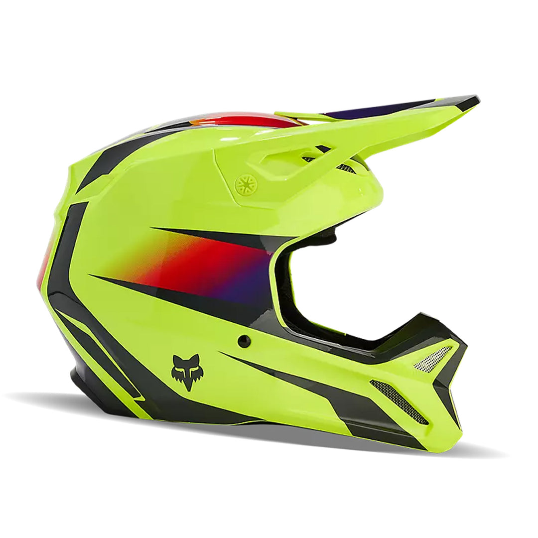 Fox Racing V1 Flora Helmet Yellow - Right Side View