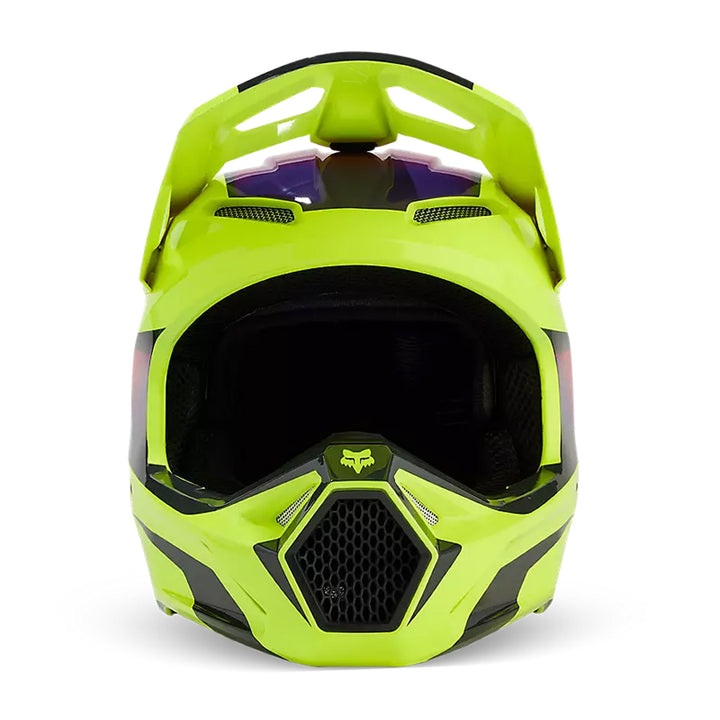 Fox Racing V1 Flora Helmet Yellow - Front View