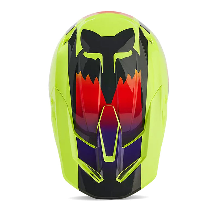Fox Racing V1 Flora Helmet Yellow - Top Down View