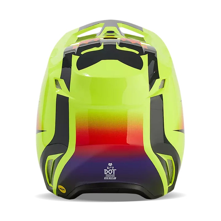 Fox Racing V1 Flora Helmet Yellow - Rear View