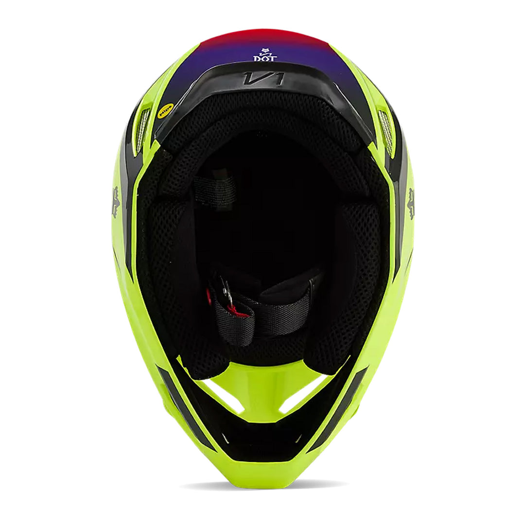 Fox Racing V1 Flora Helmet Yellow - Bottom Up View