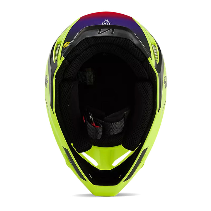 Fox Racing V1 Flora Helmet Yellow - Bottom Up View