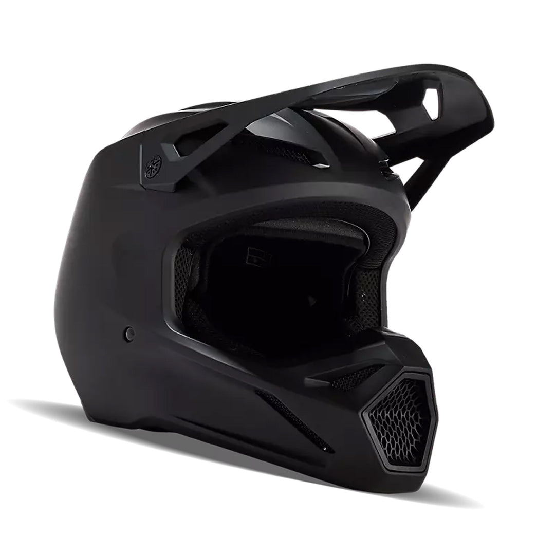 Fox Racing V1 Solid Helmet Matte Black - Front Right Side View