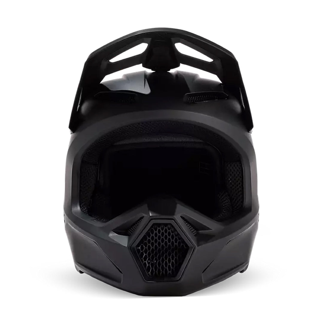 Fox Racing V1 Solid Helmet Matte Black - Front View