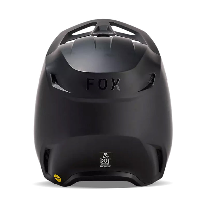 Fox Racing V1 Solid Helmet Matte Black - Rear View