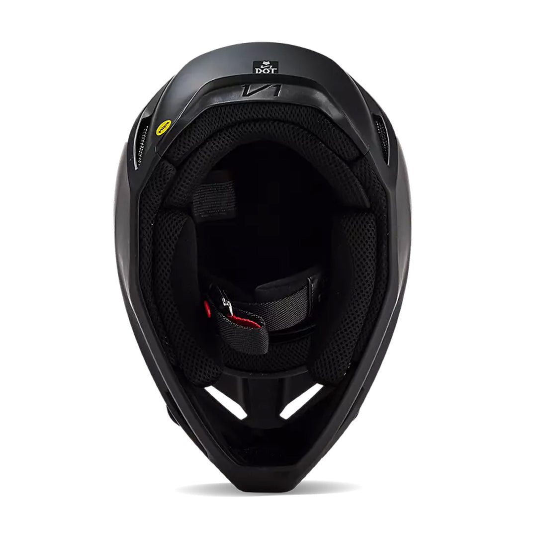 Fox Racing V1 Solid Helmet Matte Black - Bottom Up View