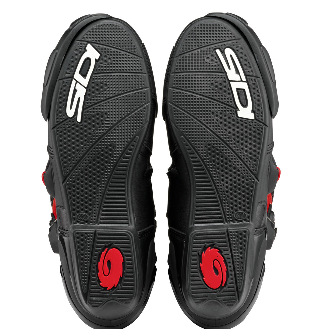 Sidi Vertigo 2 Boots Black/Red - Sole View of Pair