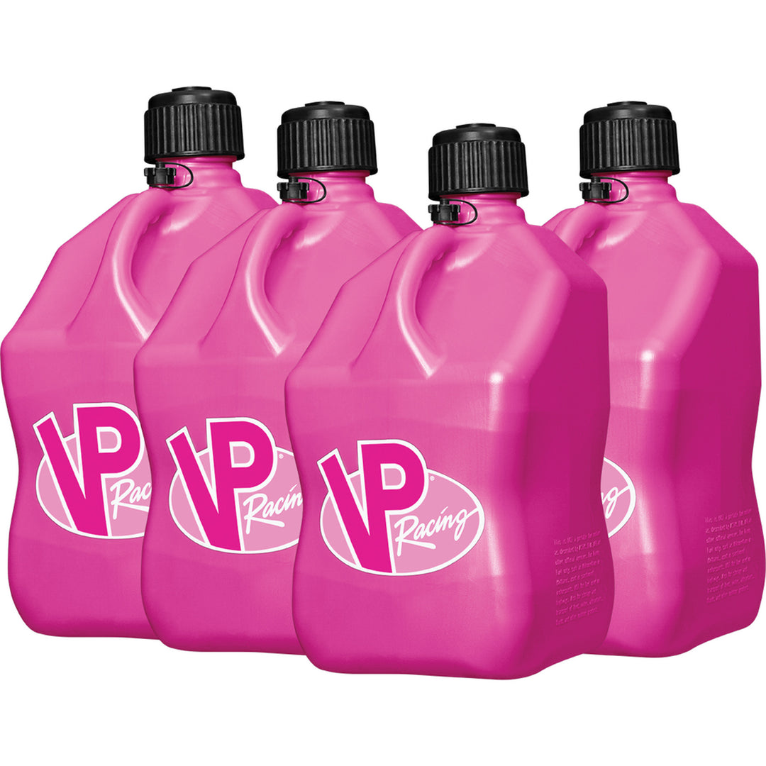 VP Racing Motorsports Container - 5.5 Gallon Pink - Front Side View of 4 Containers Grouped Together