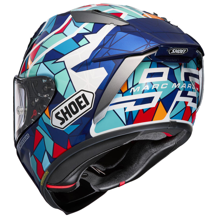 Shoei X-15 Marquez Barcelona Helmet TC-10 - Rear Side View