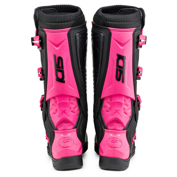 Sidi X Power SC LEI Boots Black/Pink - Rear View of Pair