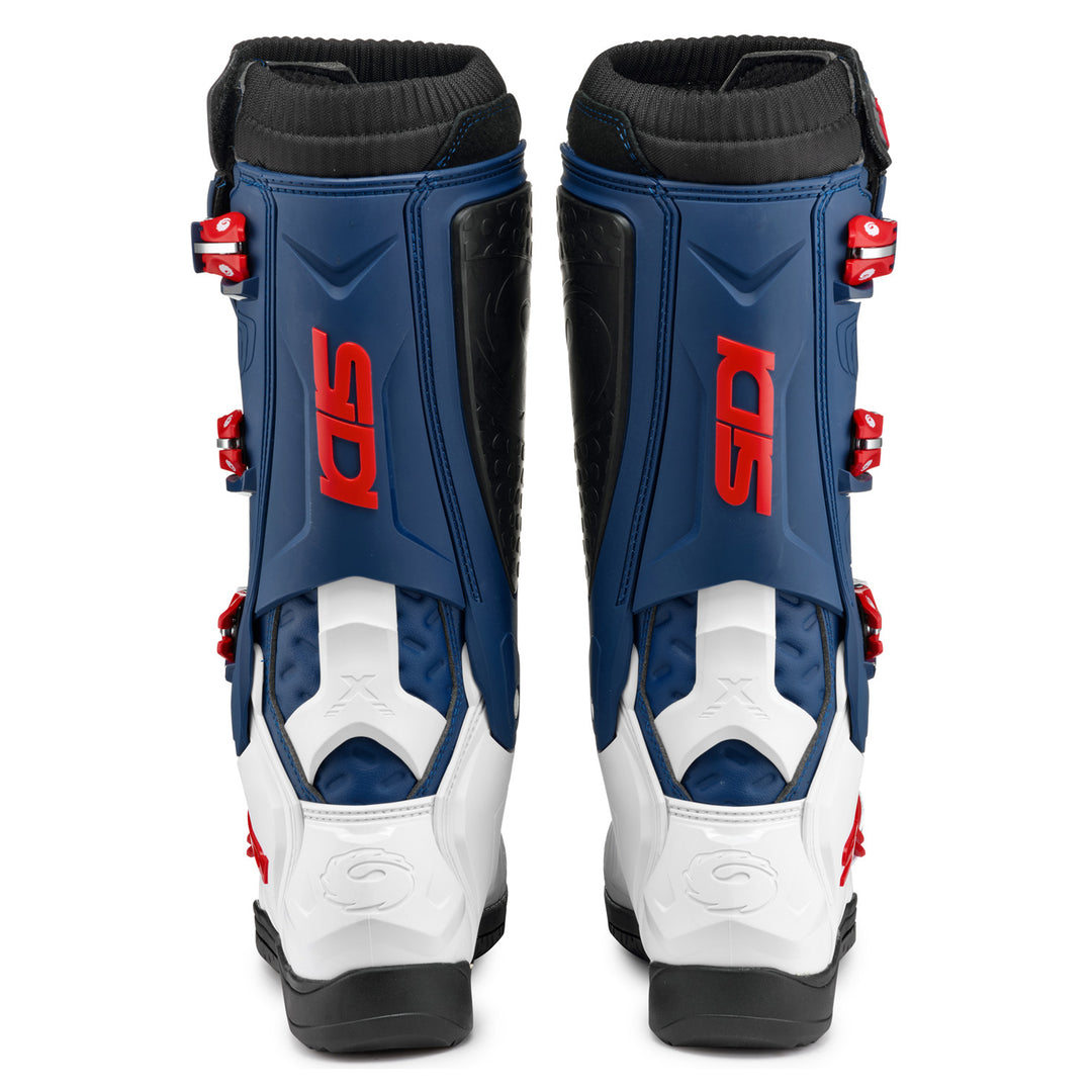 Sidi X Power SC Boots White/Navy/Red - Rear View of Pair