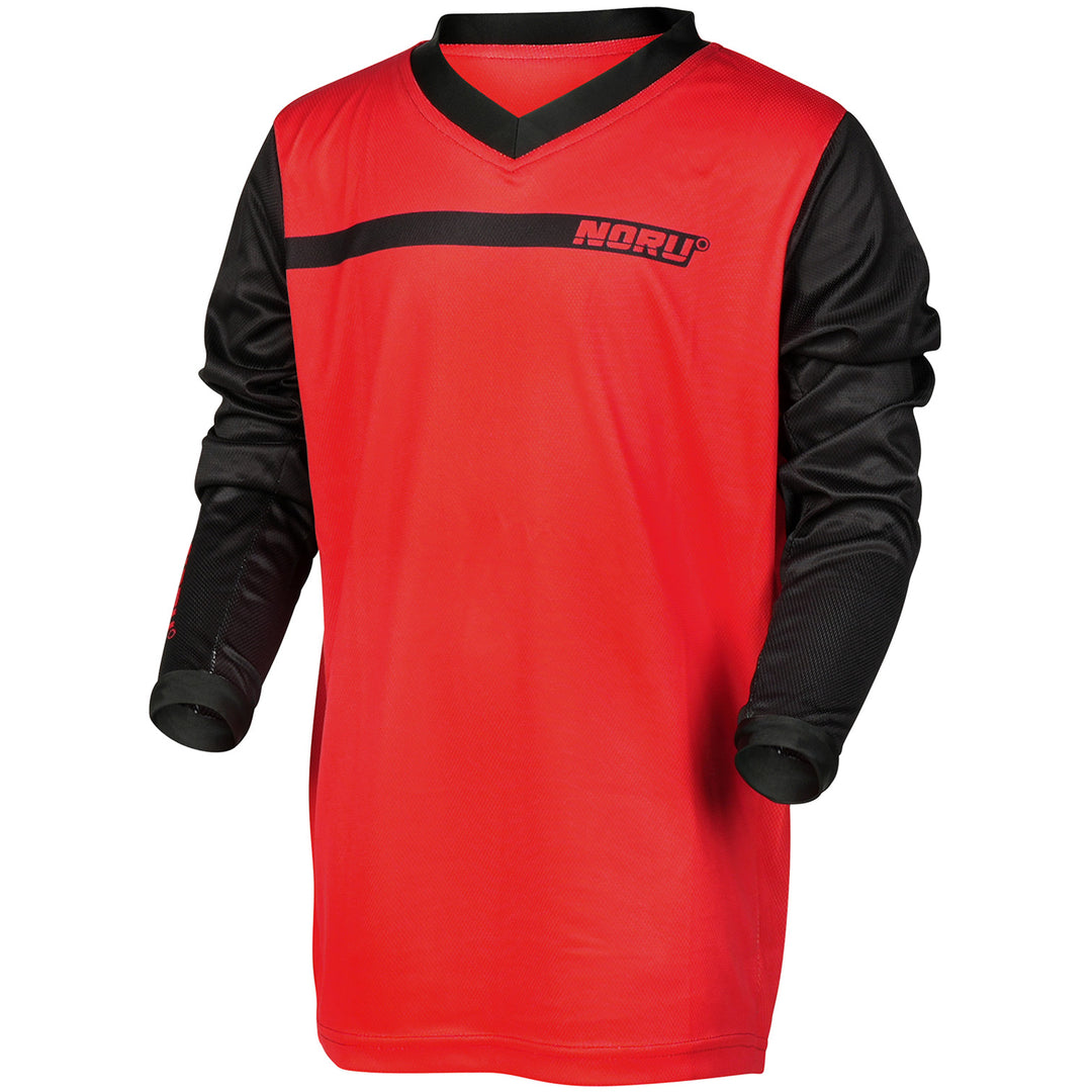 Noru Youth Sugo Off Road Jersey Red - Front Side View